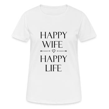 Femme heureuse, vie heureuse - T-shirt respirant Femme - blanc - Devant - AI Model Female 172 dark (172cm)