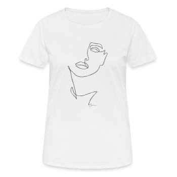 One line drawing women face - Women's Breathable T-Shirt - white - Front - AI Model Female 172 dark (172cm)