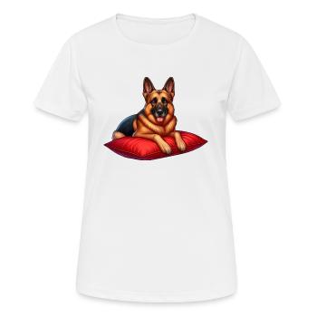 Deutscher Schäferhund Karikatur - Frauen T-Shirt atmungsaktiv - Weiß - Vorne - AI Model Female 172 dark (172cm)