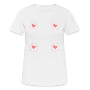 Coeur Quatre Coeurs Forme Cercle Symbole Rose - T-shirt respirant Femme - blanc - Devant - AI Model Female 172 dark (172cm)
