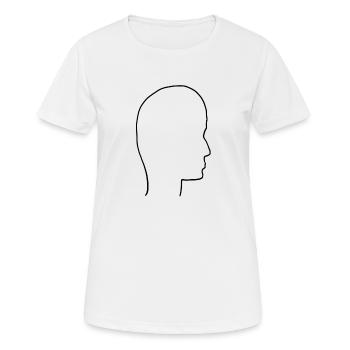 Profil de la tête côté des personnes - T-shirt respirant Femme - blanc - Devant - AI Model Female 172 dark (172cm)