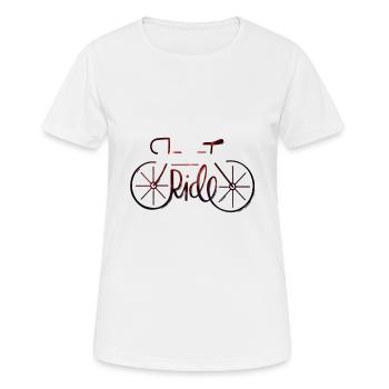 Ride // Rennrad, Fahrrad, Zweirad, Pedale, Sattel - Frauen T-Shirt atmungsaktiv - Weiß - Vorne - AI Model Female 172 dark (172cm)