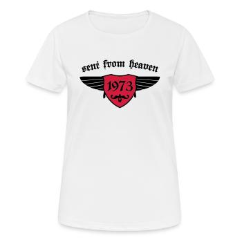 Anniversaire - envoyé du ciel 1973 - T-shirt respirant Femme - blanc - Devant - AI Model Female 172 dark (172cm)