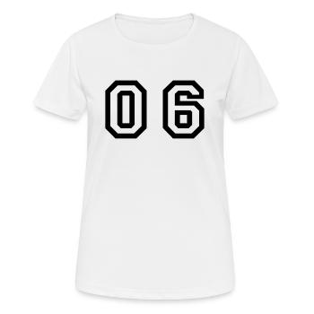 Nummer - 06 - Null Sechs - Frauen T-Shirt atmungsaktiv - Weiß - Vorne - AI Model Female 172 dark (172cm)