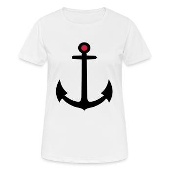 Anker - Frauen T-Shirt atmungsaktiv - Weiß - Vorne - AI Model Female 172 dark (172cm)