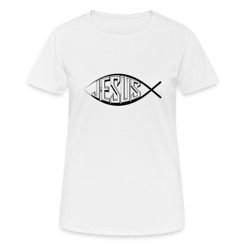 jesus Fisch Symbol Kirche Gott beten glauben sohn - Frauen T-Shirt atmungsaktiv - Weiß - Vorne - AI Model Female 172 dark (172cm)