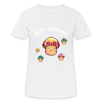 happy mushroom mushroom trance hallucin trip tekno - Women's Breathable T-Shirt - white - Front - AI Model Female 172 dark (172cm)