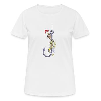 Pêche crochet ver poisson pêche drôle de poisson - T-shirt respirant Femme - blanc - Devant - AI Model Female 172 dark (172cm)