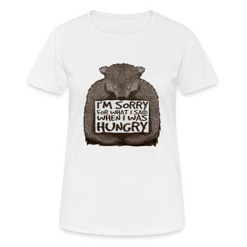 Sorry, ich war hungrig. - Frauen T-Shirt atmungsaktiv - Weiß - Vorne - AI Model Female 172 dark (172cm)