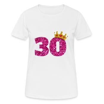 Couronne de paillettes anniversaire 30 ans paillettes 1990 - T-shirt respirant Femme - blanc - Devant - AI Model Female 172 dark (172cm)