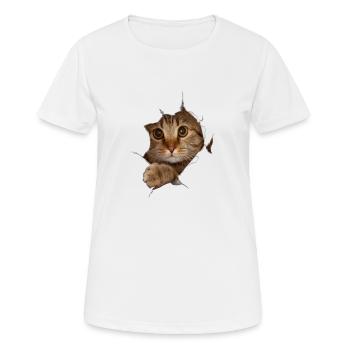 Chat 3D chaton doux - cadeau - T-shirt respirant Femme - blanc - Devant - AI Model Female 172 dark (172cm)