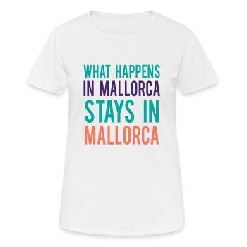 What happens in Mallorca stays in Mallorca - Women's Breathable T-Shirt - white - Front - AI Model Female 172 dark (172cm)