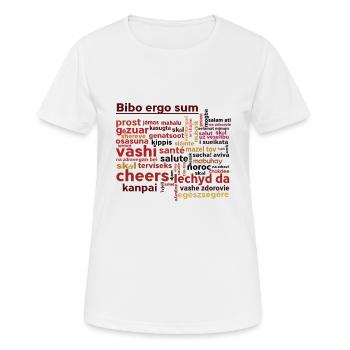 "Bibo ergo sum" et applaudissements en 50 langues - T-shirt respirant Femme - blanc - Devant - AI Model Female 172 dark (172cm)