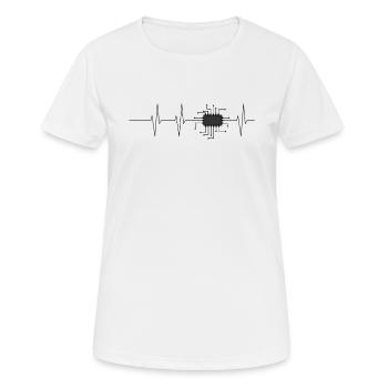 CPU Chip Herzschlag Heart Beat / Geschenk Idee - Frauen T-Shirt atmungsaktiv - Weiß - Vorne - AI Model Female 172 dark (172cm)