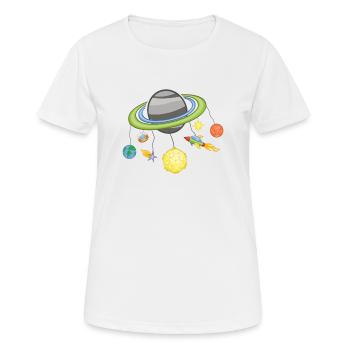 Space Mobile Planet Space / Idée cadeau - T-shirt respirant Femme - blanc - Devant - AI Model Female 172 dark (172cm)
