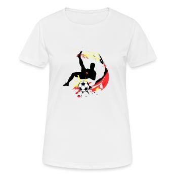 Fußball WM - Frauen T-Shirt atmungsaktiv - Weiß - Vorne - AI Model Female 172 dark (172cm)