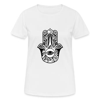 Khamsa - Hamsa - Hand - Amulett - Fünf - Schutz - Frauen T-Shirt atmungsaktiv - Weiß - Vorne - AI Model Female 172 dark (172cm)