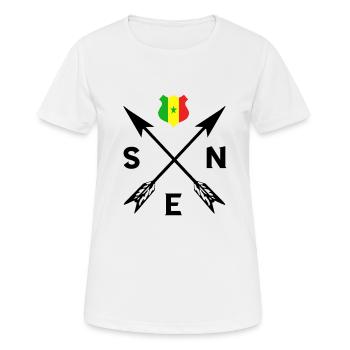 Senegal Wappen Fußball Fanartikel Geschenke - Frauen T-Shirt atmungsaktiv - Weiß - Vorne - AI Model Female 172 dark (172cm)