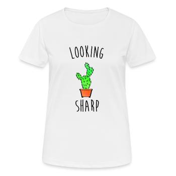 Looking Sharp Cactus Pun - Frauen T-Shirt atmungsaktiv - Weiß - Vorne - AI Model Female 172 dark (172cm)