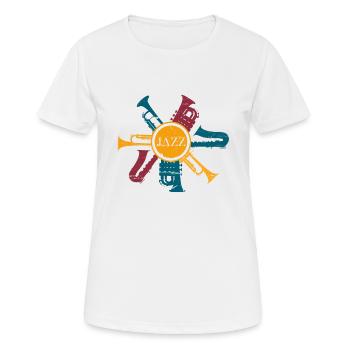 Jazz - Frauen T-Shirt atmungsaktiv - Weiß - Vorne - AI Model Female 172 dark (172cm)