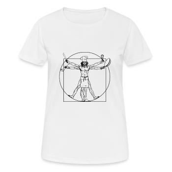 Cuisinier vitruvien - Cadeau de cuisine Da Vinci - T-shirt respirant Femme - blanc - Devant - AI Model Female 172 dark (172cm)
