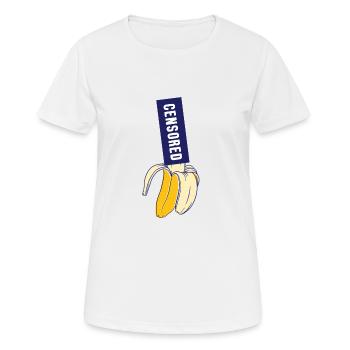Bananen-Geschenk-Lebensmittel-Porno zensiert Shirt - Frauen T-Shirt atmungsaktiv - Weiß - Vorne - AI Model Female 172 dark (172cm)