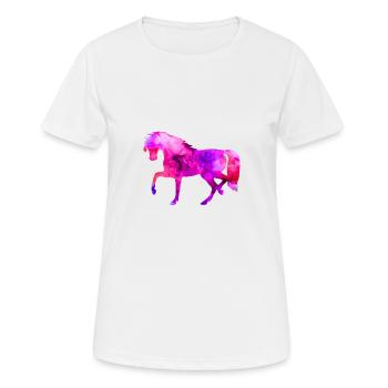 Horse Funny Animals Blue-Pink Watercolor Tee Shirt Kin - Women's Breathable T-Shirt - white - Front - AI Model Female 172 dark (172cm)