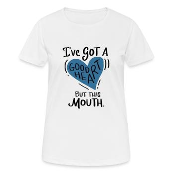 Gutes Herz aber Große Klappe Großes Herz Lustig - Frauen T-Shirt atmungsaktiv - Weiß - Vorne - AI Model Female 172 dark (172cm)