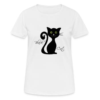Schwarze Katze - Frauen T-Shirt atmungsaktiv - Weiß - Vorne - AI Model Female 172 dark (172cm)