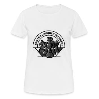 Kannst du meine Bande erobern? Sport Geschenk - Frauen T-Shirt atmungsaktiv - Weiß - Vorne - AI Model Female 172 dark (172cm)