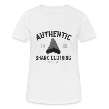 Authentische Haifischbekleidung - Frauen T-Shirt atmungsaktiv - Weiß - Vorne - AI Model Female 172 dark (172cm)