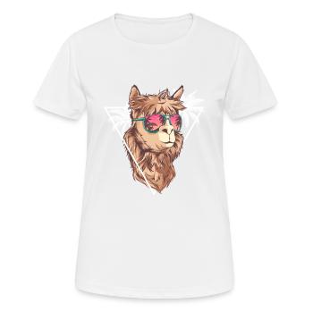 Lama d'été avec des lunettes de soleil - cadeau de Llama - T-shirt respirant Femme - blanc - Devant - AI Model Female 172 dark (172cm)