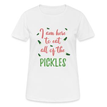Ich bin hier, um alle Gurken zu essen - Frauen T-Shirt atmungsaktiv - Weiß - Vorne - AI Model Female 172 dark (172cm)