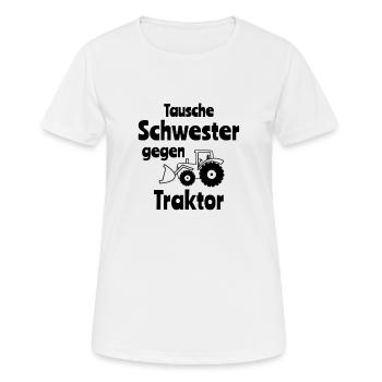 Exchange sister for tractor gift funny - Women's Breathable T-Shirt - white - Front - AI Model Female 172 dark (172cm)
