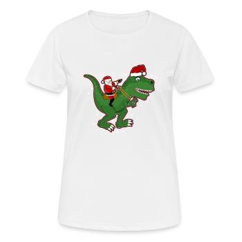 Santa équitation dinosaure Trex Noël amusant - T-shirt respirant Femme - blanc - Devant - AI Model Female 172 dark (172cm)