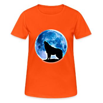 Wolf full moon - Women's Breathable T-Shirt - neon orange - Front - AI Model Female 172 dark (172cm)