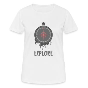 Découvrir - Pôle Nord - Boussole - Explorer design - T-shirt respirant Femme - blanc - Devant - AI Model Female 172 dark (172cm)