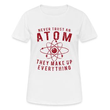 Atom - Frauen T-Shirt atmungsaktiv - Weiß - Vorne - AI Model Female 172 dark (172cm)