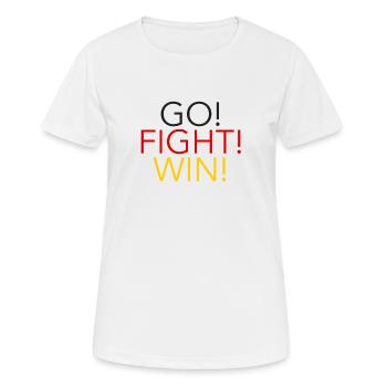 Go! Fight! Win! Germany World Soccer/Football Flag - Frauen T-Shirt atmungsaktiv - Weiß - Vorne - AI Model Female 172 dark (172cm)