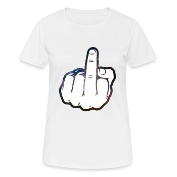 Middle finger cartoon - Women's Breathable T-Shirt - white - Front - AI Model Female 172 dark (172cm)