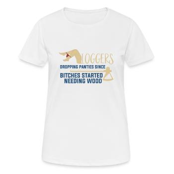 Logging Needing Wood Funny Logger - Women's Breathable T-Shirt - white - Front - AI Model Female 172 dark (172cm)