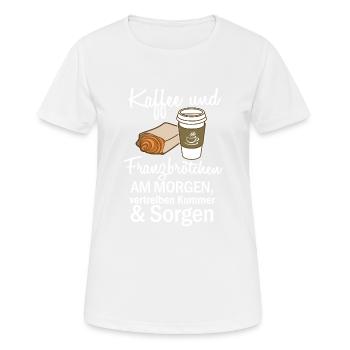 Kaffee & Franzbroetchen (Weiss) - Frauen T-Shirt atmungsaktiv - Weiß - Vorne - AI Model Female 172 dark (172cm)