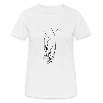 Love holding hands - Women's Breathable T-Shirt - white - Front - AI Model Female 172 dark (172cm)