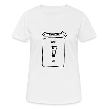 emotion on off / an aus - Frauen T-Shirt atmungsaktiv - Weiß - Vorne - AI Model Female 172 dark (172cm)