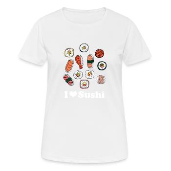 Sushi J'aime les sushis Cuisine asiatique Fast Food - T-shirt respirant Femme - blanc - Devant - AI Model Female 172 dark (172cm)