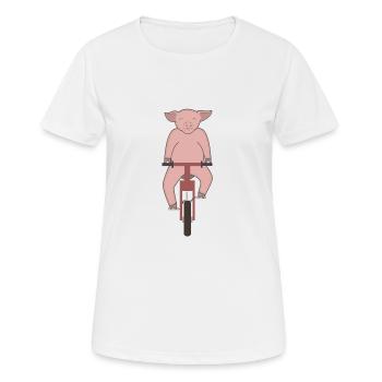 Cochon faire du vélo - T-shirt respirant Femme - blanc - Devant - AI Model Female 172 dark (172cm)