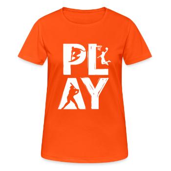 PLAY - Frauen T-Shirt atmungsaktiv - Neonorange - Vorne - AI Model Female 172 dark (172cm)