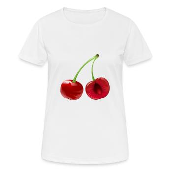 Kirsche Obst Frucht Cherry Fruit - Frauen T-Shirt atmungsaktiv - Weiß - Vorne - AI Model Female 172 dark (172cm)