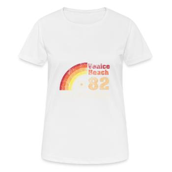 Venice Beach Flower Power Surfer Shirt - Geschenk - Frauen T-Shirt atmungsaktiv - Weiß - Vorne - AI Model Female 172 dark (172cm)
