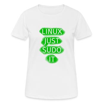 Linux Ubuntu SUDO - Frauen T-Shirt atmungsaktiv - Weiß - Vorne - AI Model Female 172 dark (172cm)